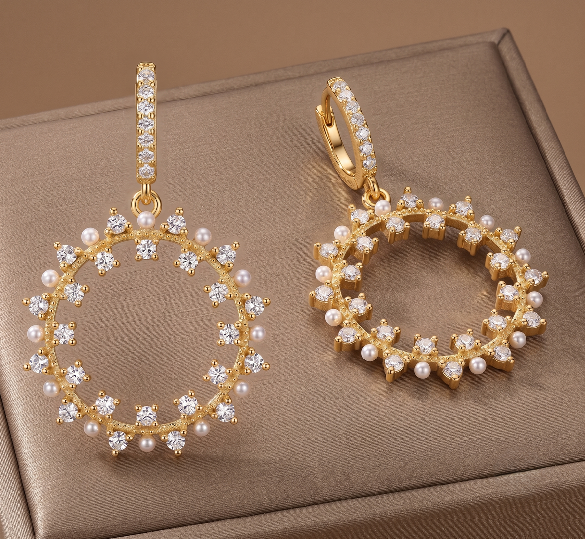 925 Sterling Silver Pearl & Moissanite Wreath Drop Earrings