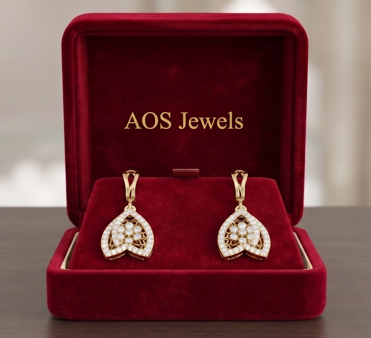 925 Sterling Silver Floral Teardrop Drop Earrings