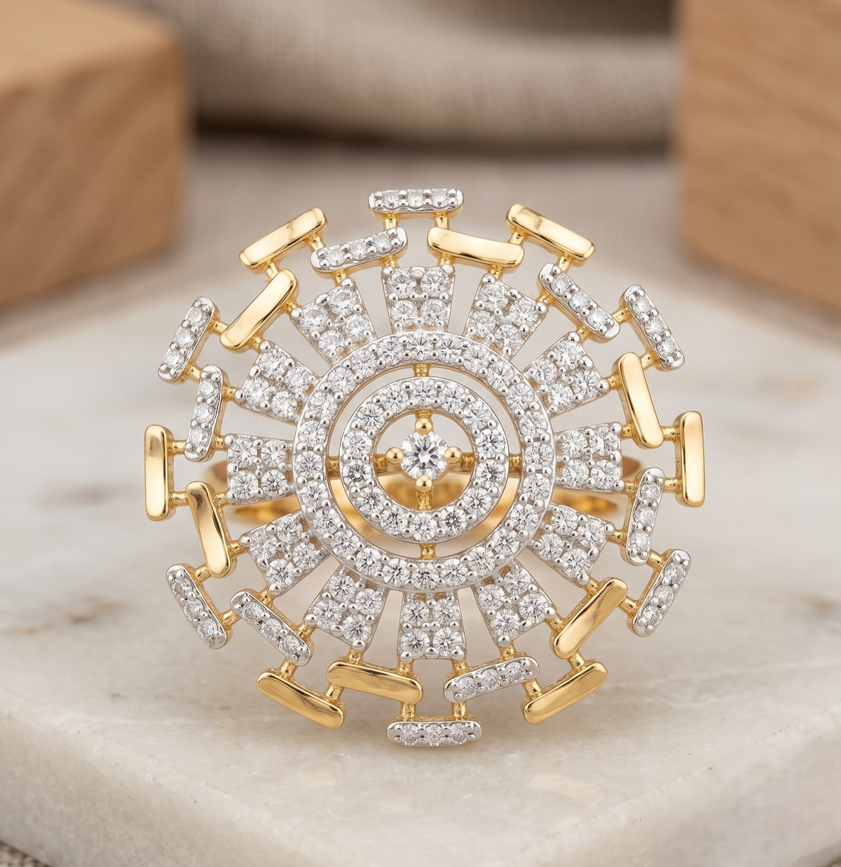 925 Silver Pavé Mandala Statement Ring