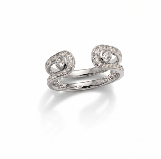 Celestial Orbit Dual-Stone Sterling Silver Ring