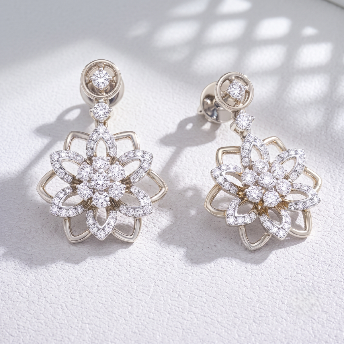 Ethereal Blossom Silver Drop Earrings