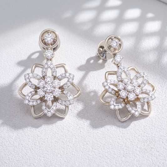 Ethereal Blossom Silver Drop Earrings