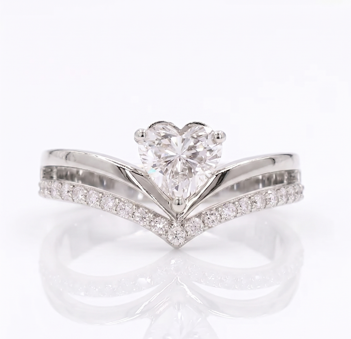 Double Band V-Shape Promise Ring in Silver