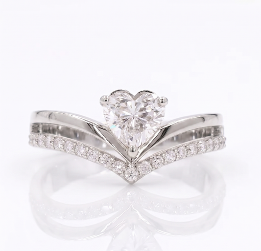 Double Band V-Shape Promise Ring in Silver