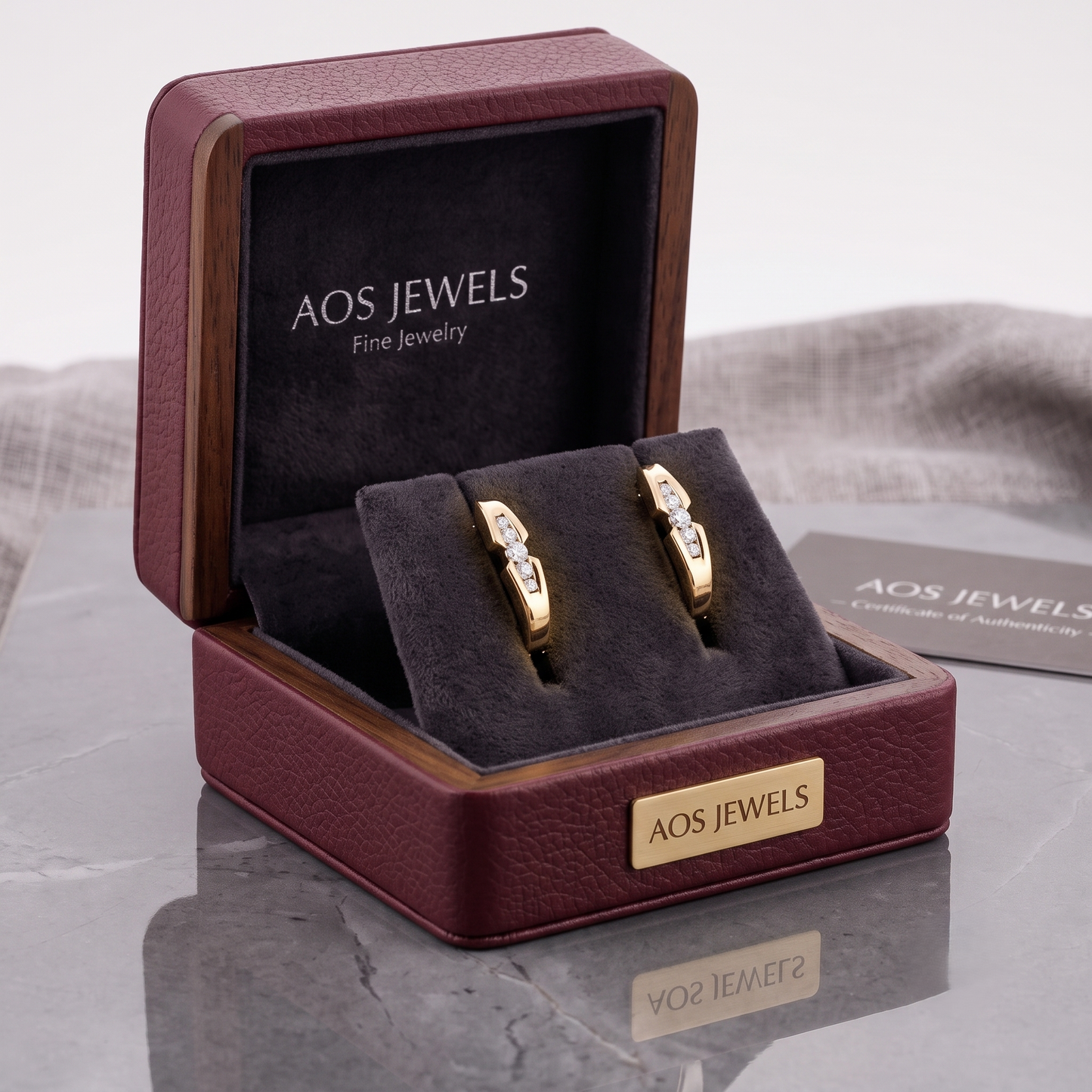 Tapered Silver Channel-Set moissanite Huggie Earrings