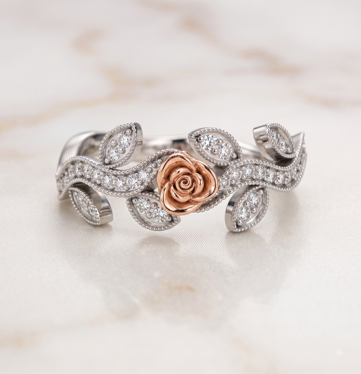 The Enchanted Rose Two-Tone Silver Ring