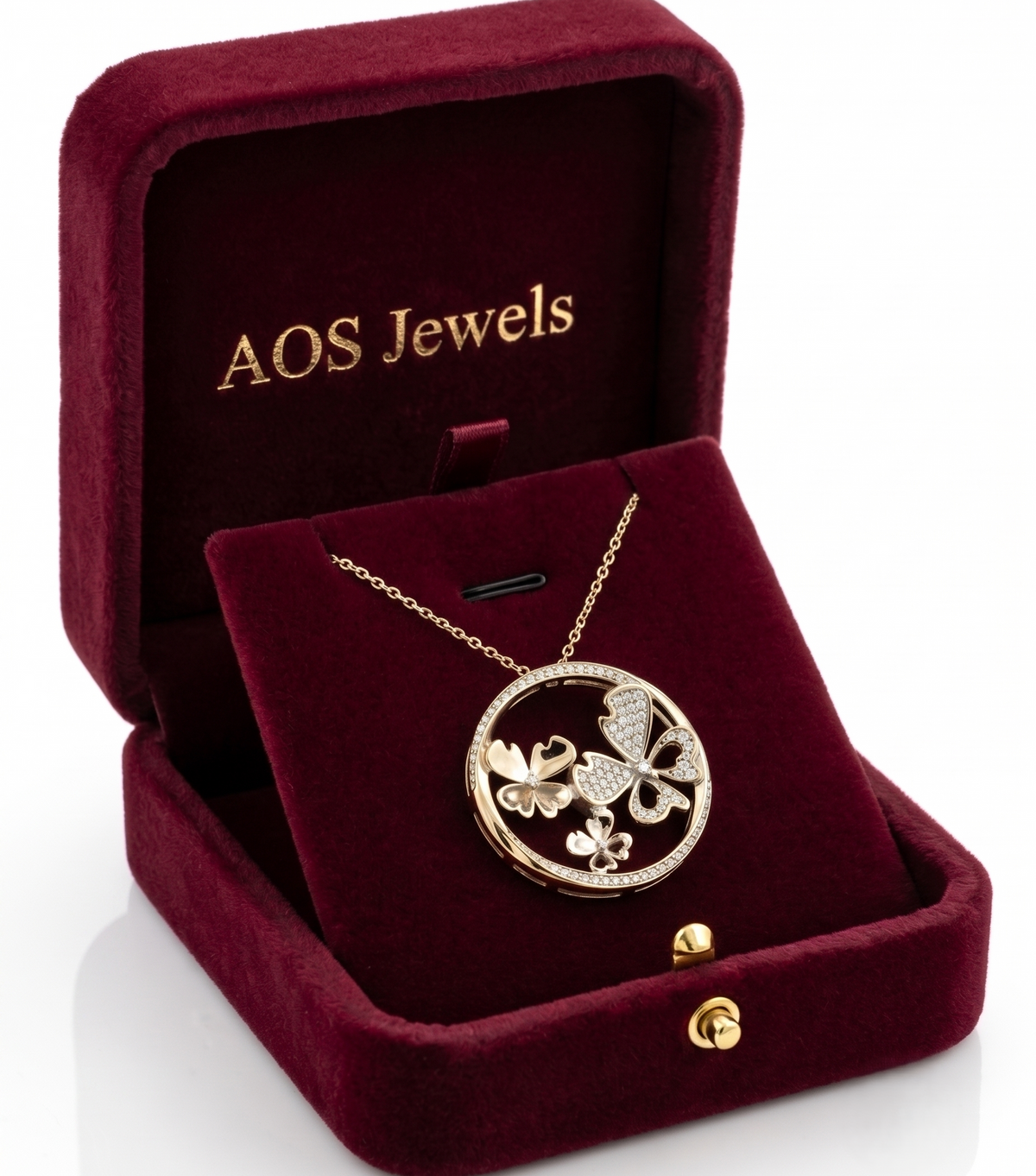 Enchanting Butterfly Garden Circle Pendant in 925 Sterling Silver