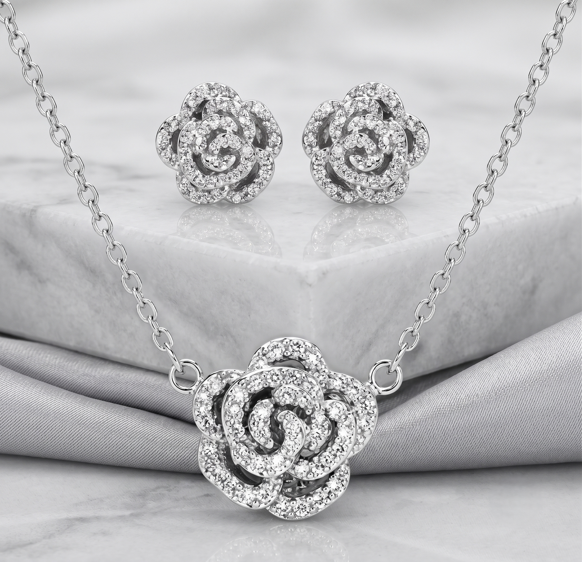 The 'Winter Rose' Silver Jewelry Set