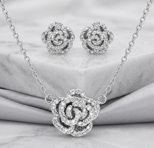 The 'Winter Rose' Silver Jewelry Set