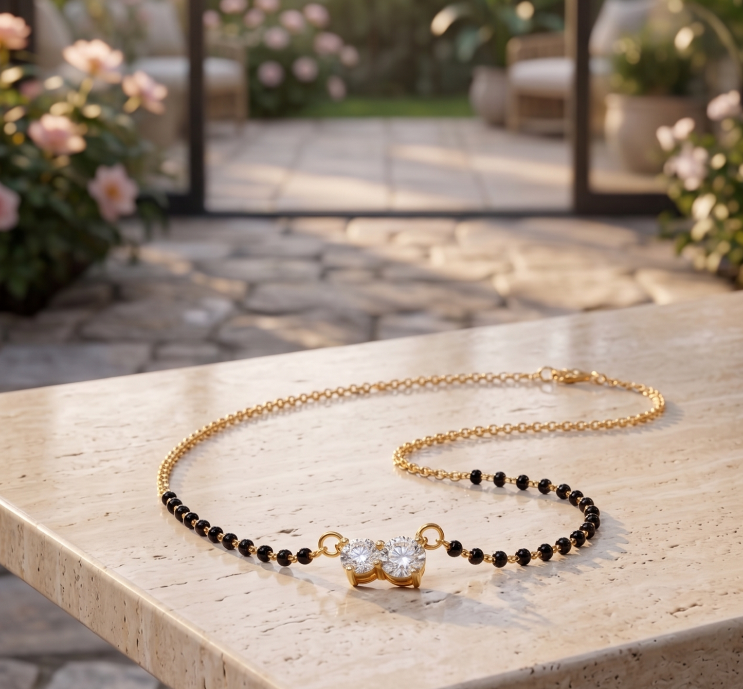The Modern Dual Solitaire Silver Mangalsutra