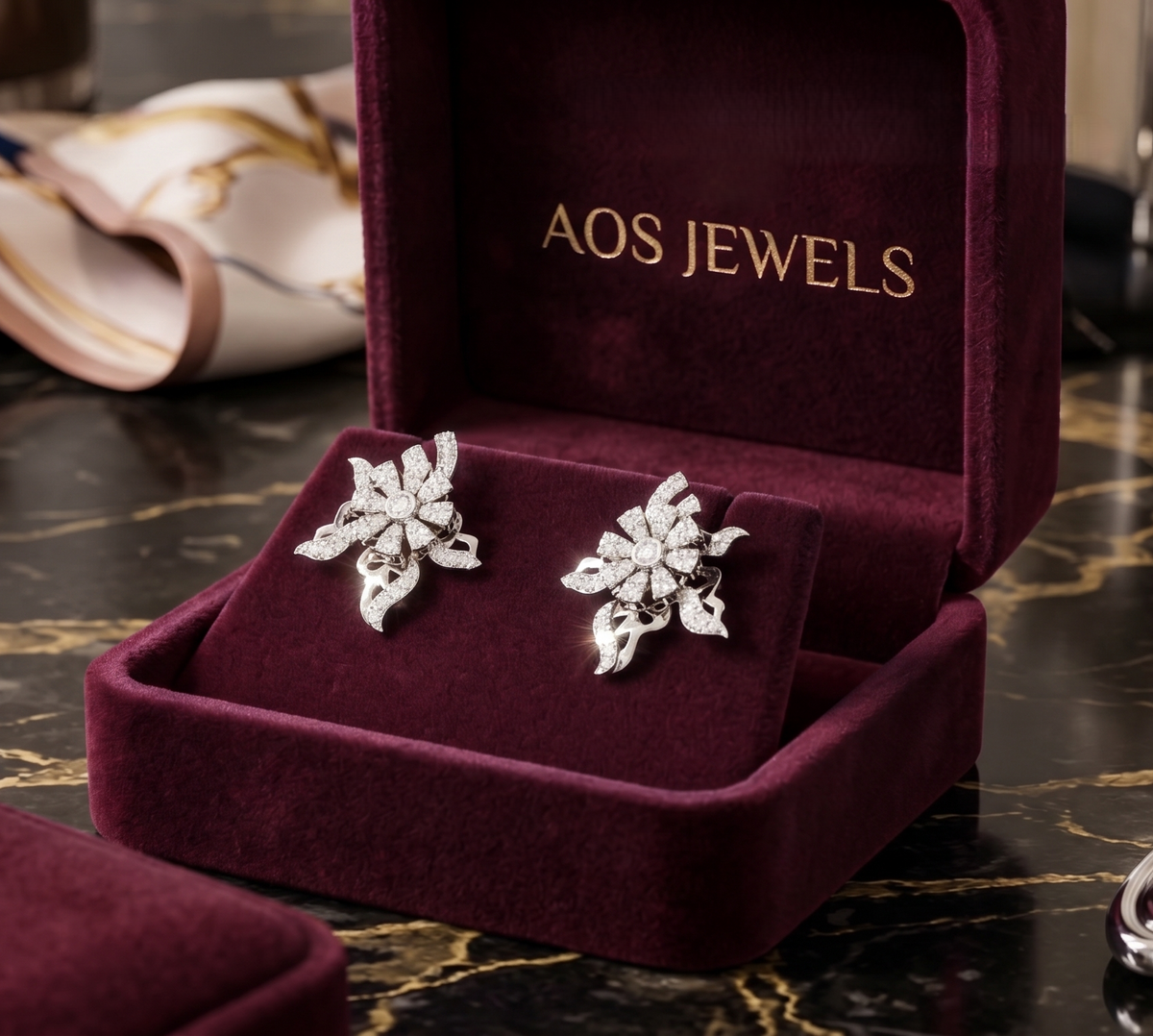 Sparkling Comet Floral Cluster Earrings