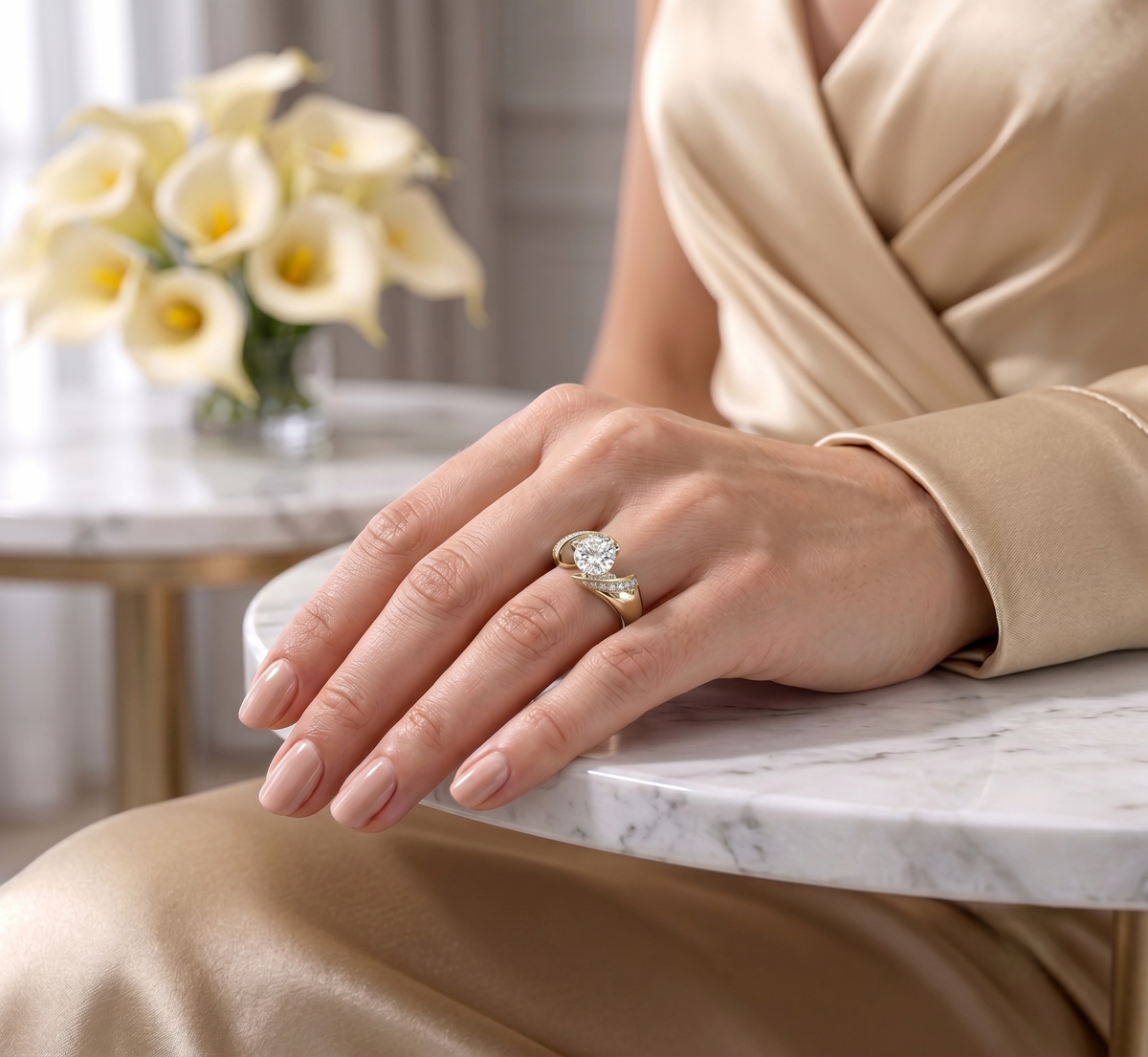 Radiant Solitaire moissanite-Accented Silver Ring