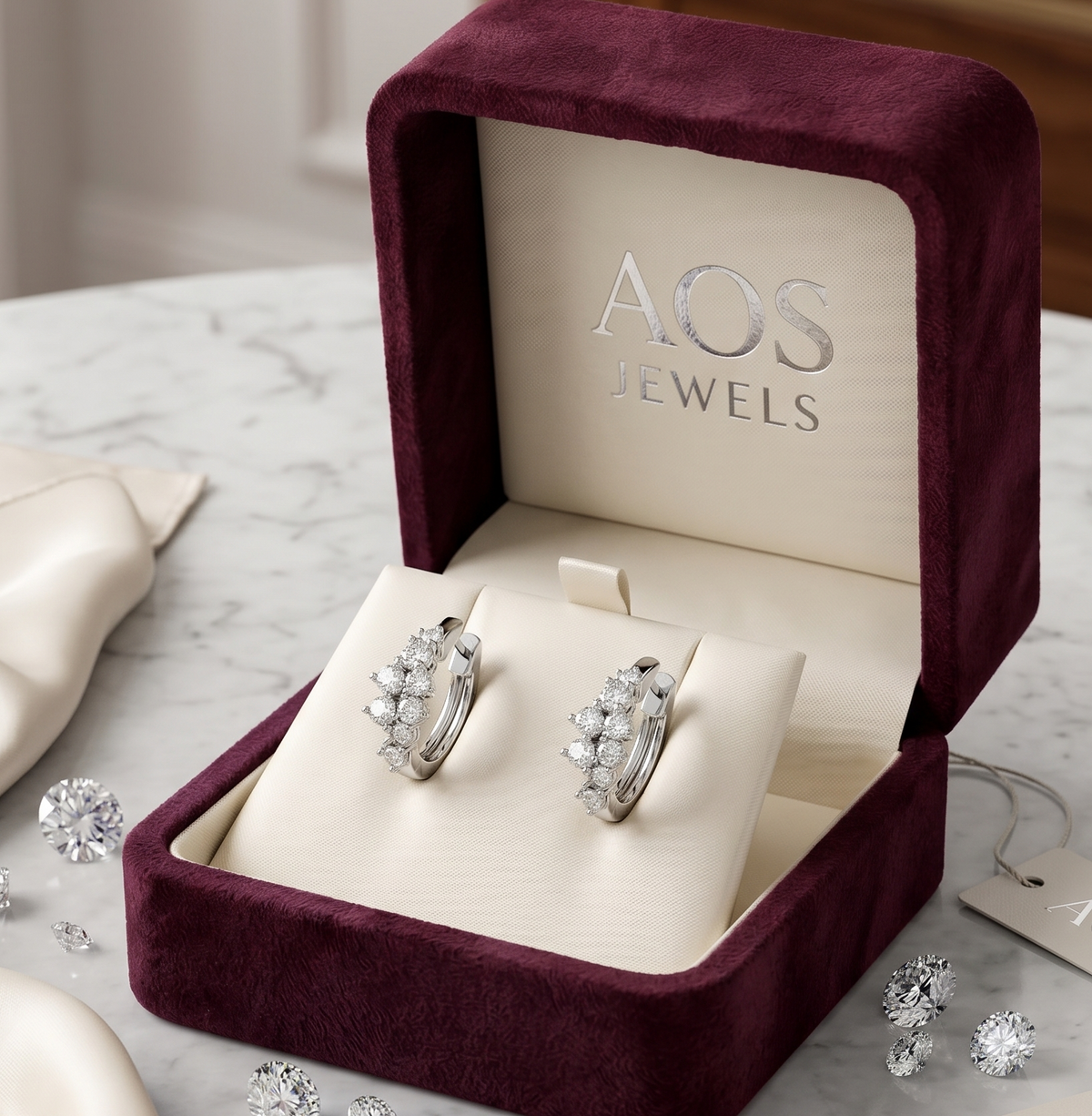 The Radiant Waterfall Silver Huggies