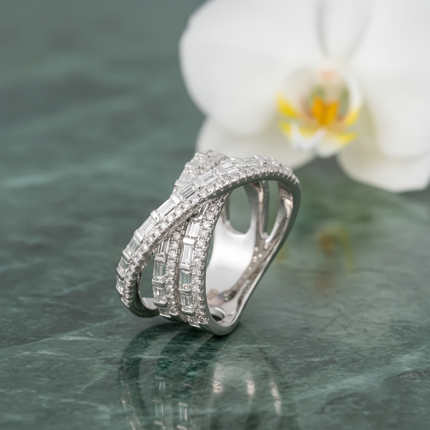 Multi-Band Intertwined Crisscross Silver Ring