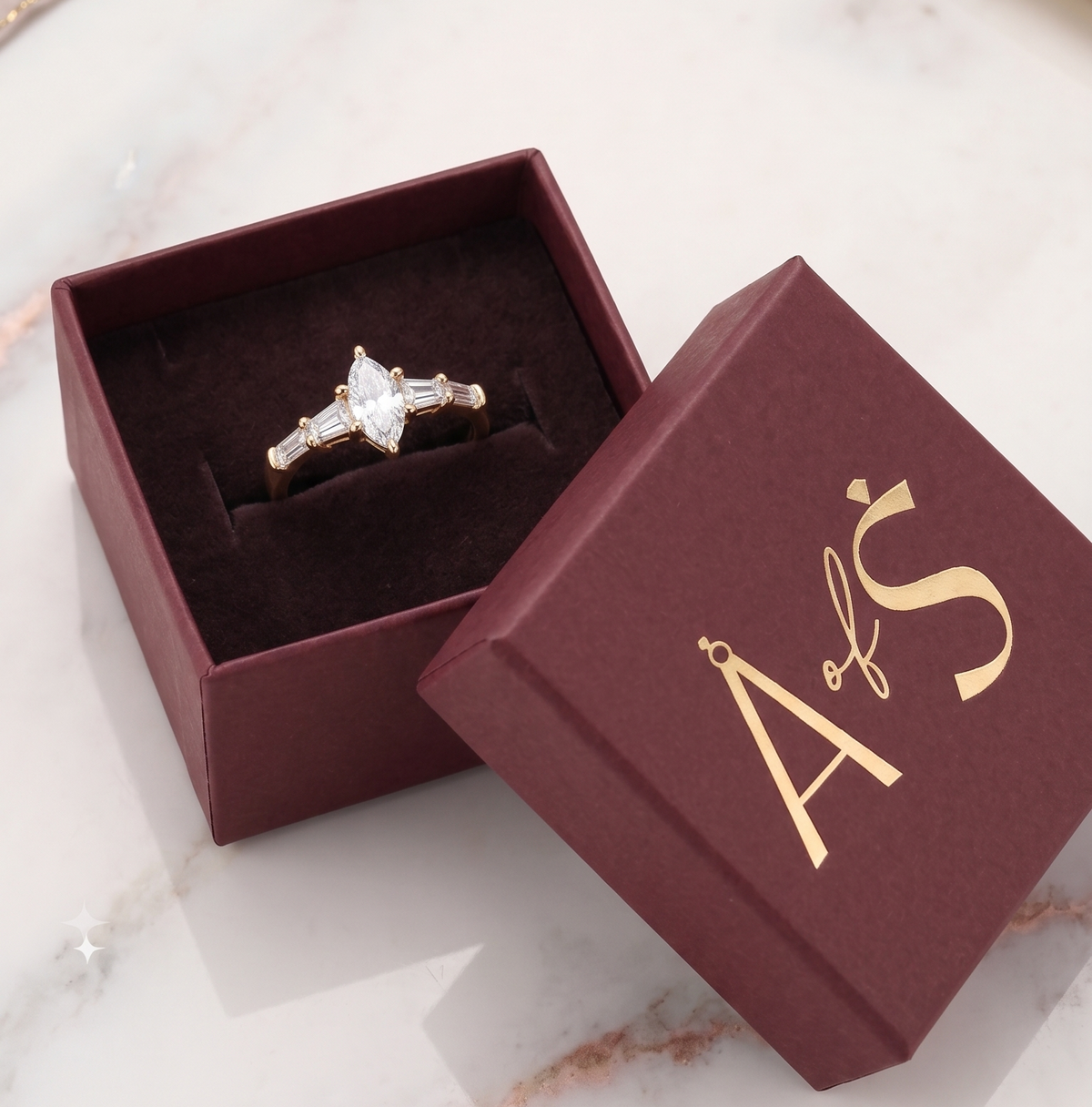 The "Eternal Radiance" Three-Stone Marquise Silver Ring