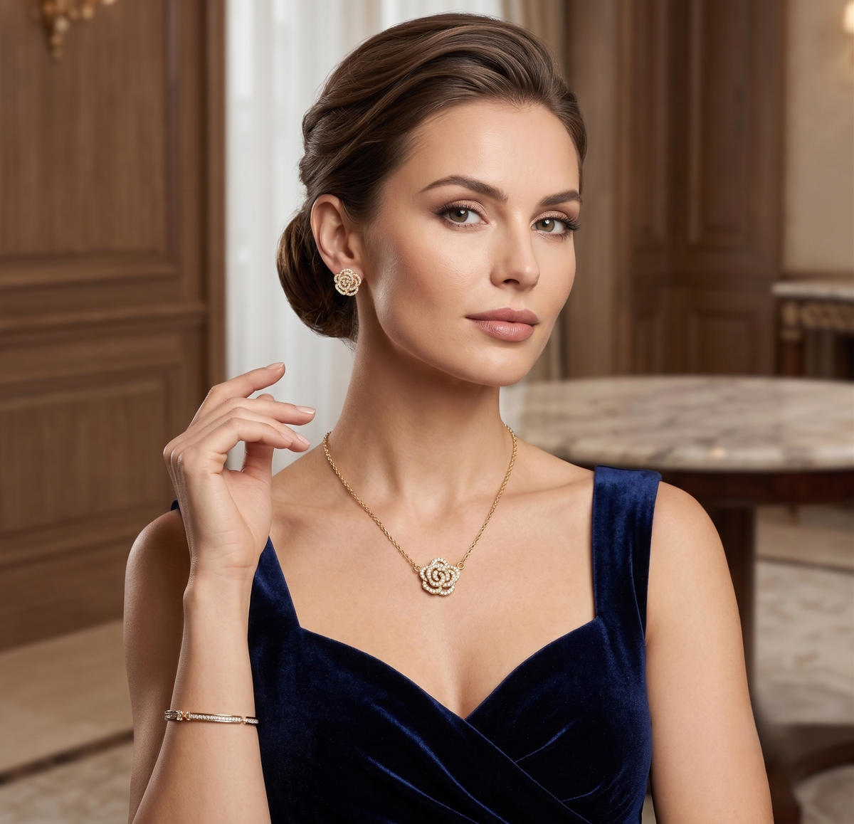 The 'Winter Rose' Silver Jewelry Set
