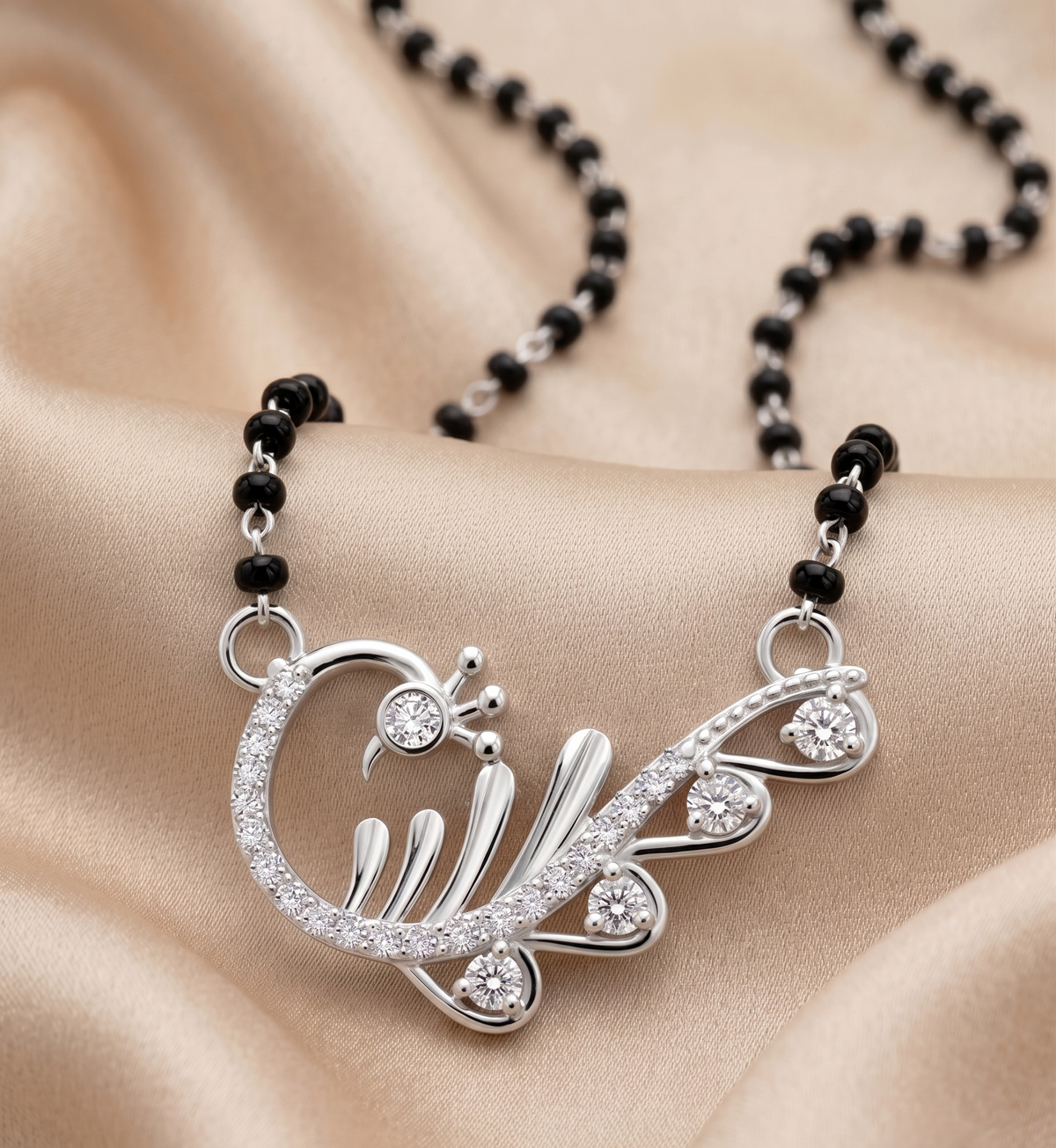 The Graceful Peacock Silver Mangalsutra