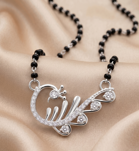 The Graceful Peacock Silver Mangalsutra