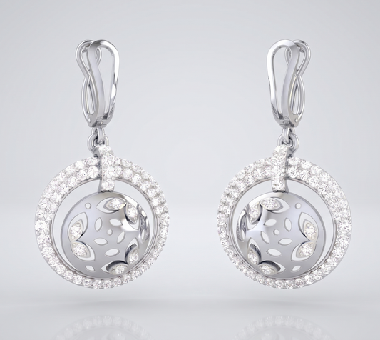 Celestial Nested Circle Silver Dangle Earrings