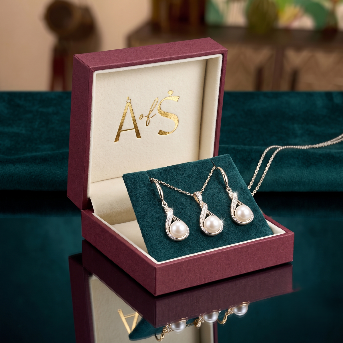 The Classic & Sophisticated Luminous Pearled Drop Sterling Silver Set