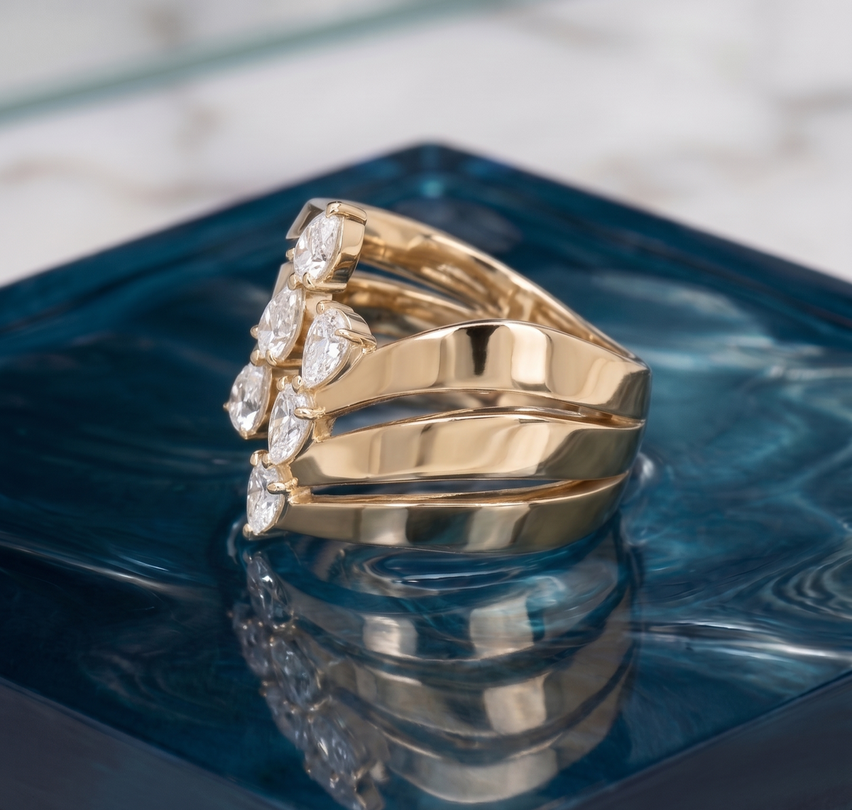 The Liquid Silver Cascade Wrap Ring
