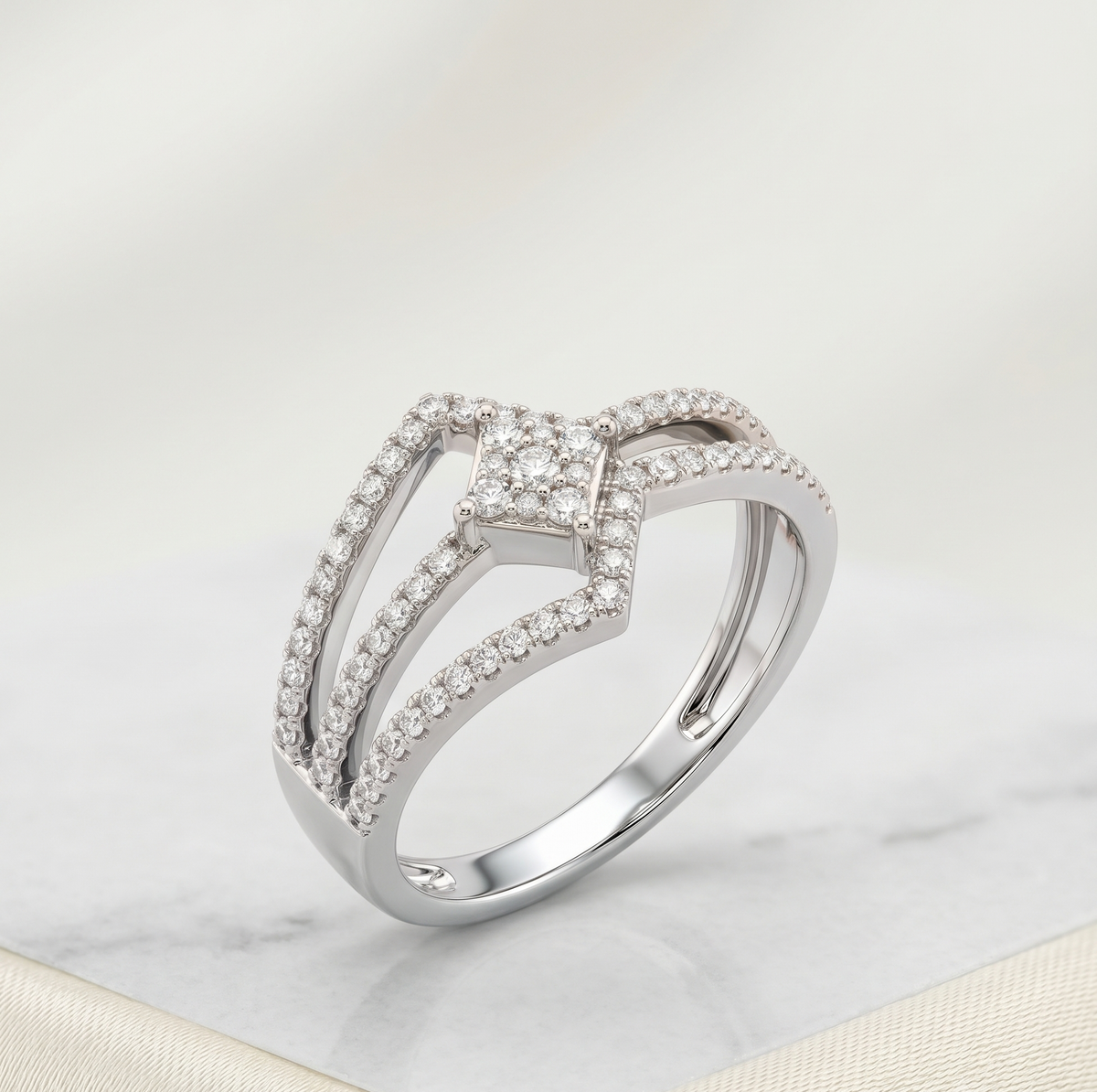 The Silver Angular Chevron Ring
