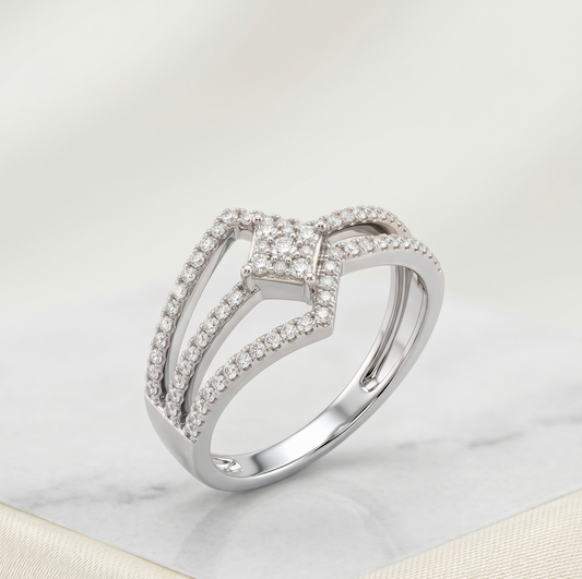 The Silver Angular Chevron Ring