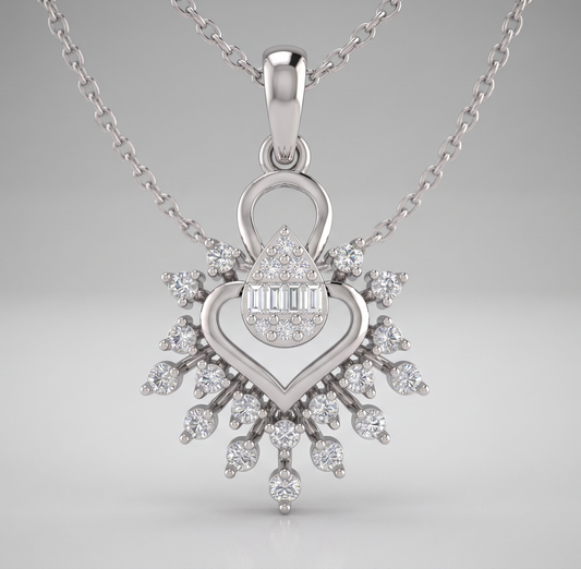 The Celestial Starburst Heart Silver Pendant
