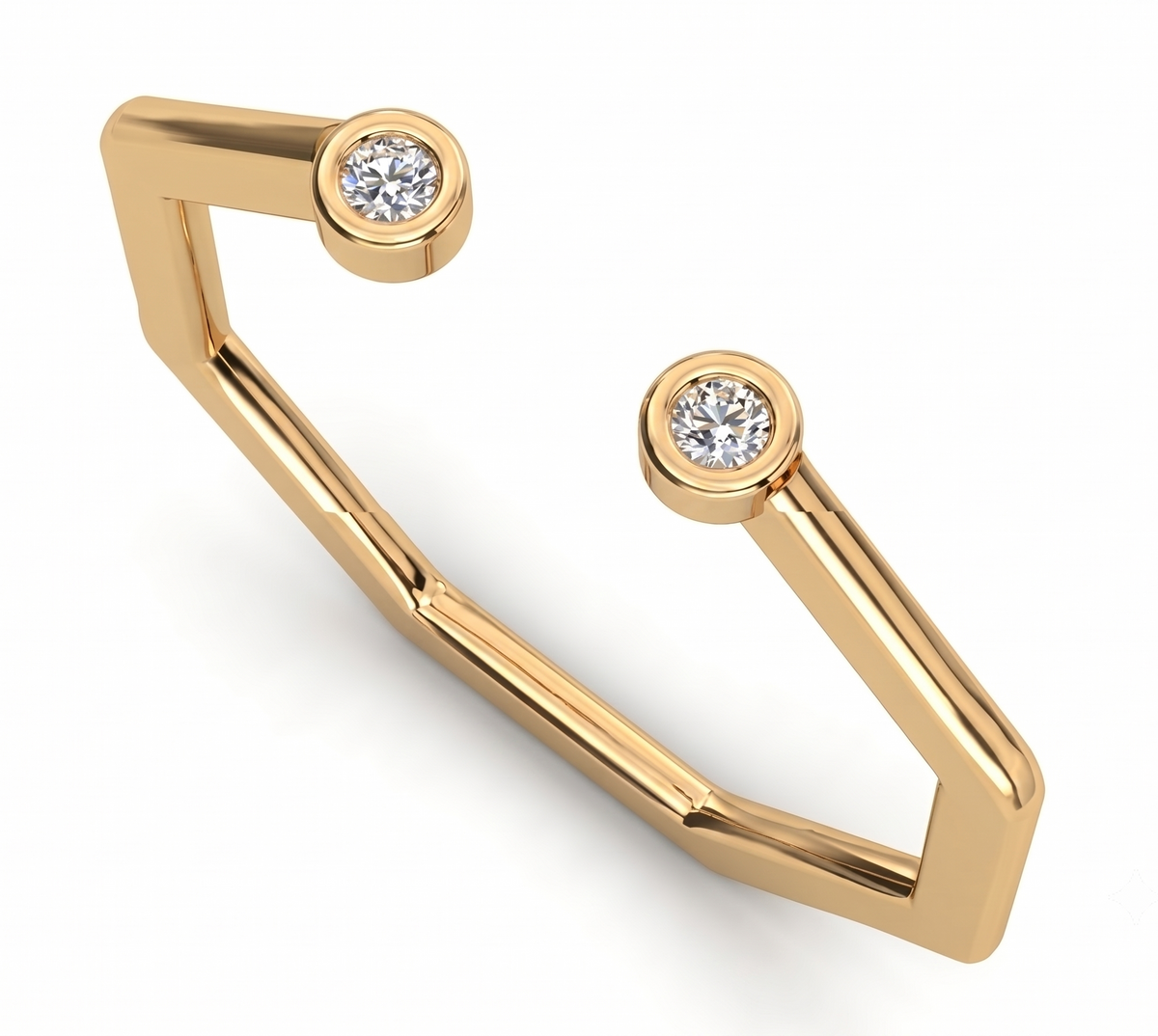 925 Sterling Silver Geometric Open Cuff Ring