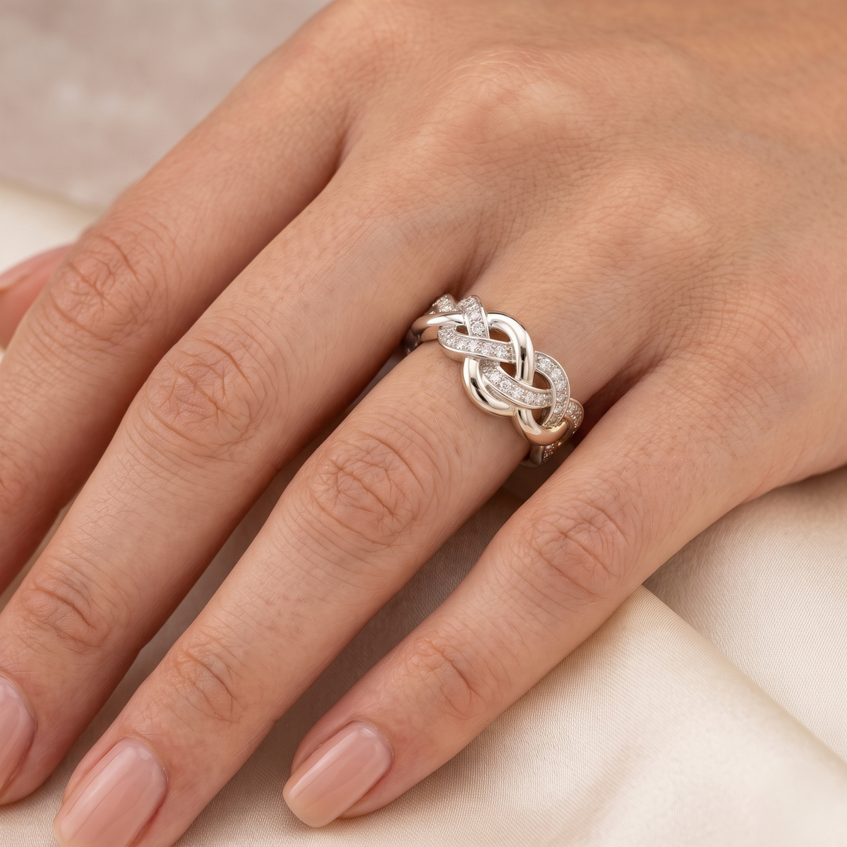 Silver Entwined Infinity Band