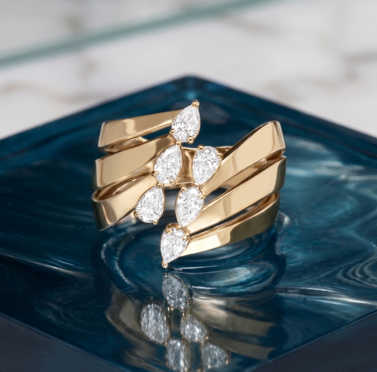 The Liquid Silver Cascade Wrap Ring