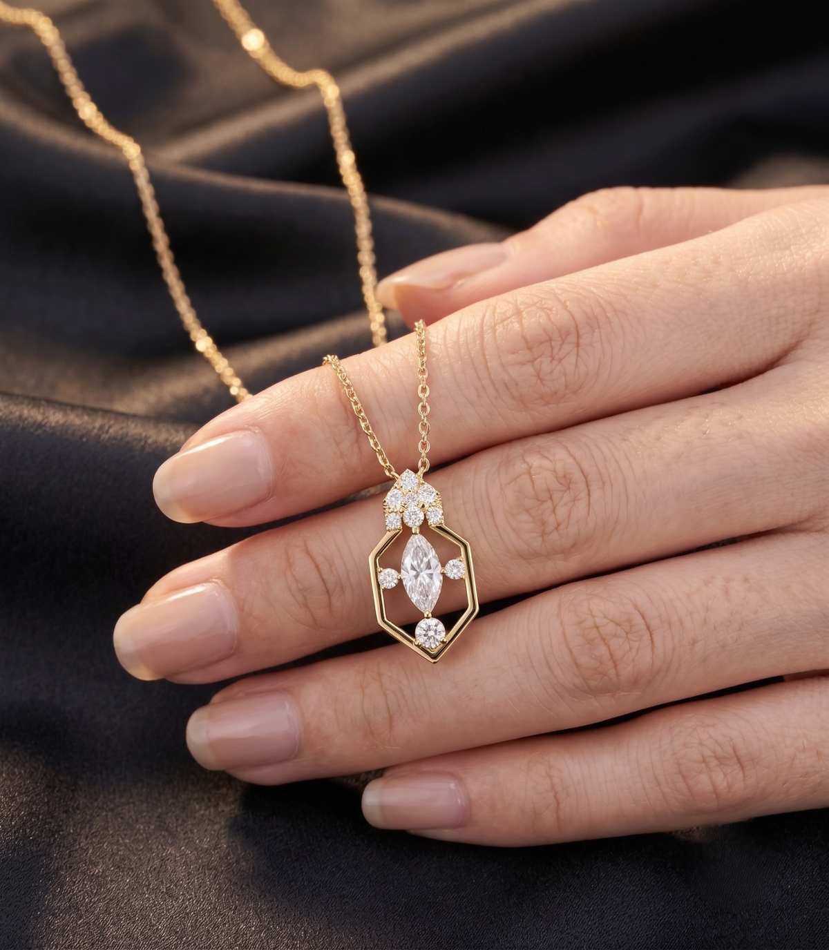 Geometric Sterling Silver Chain Pendant