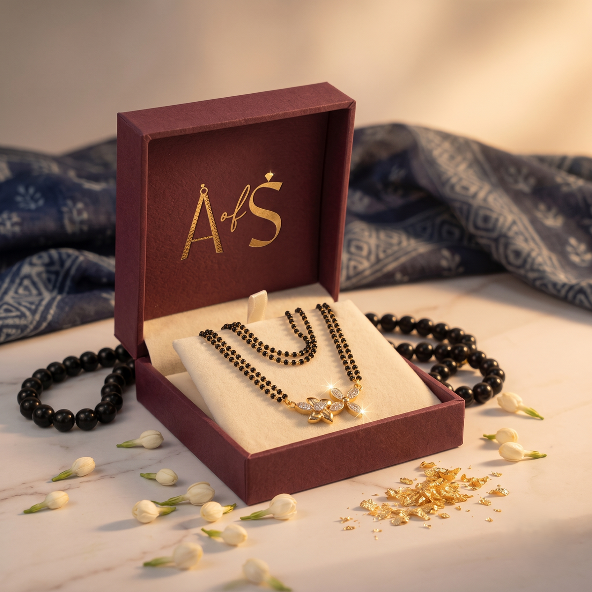 925 Sterling Silver Double Floral Mangalsutra