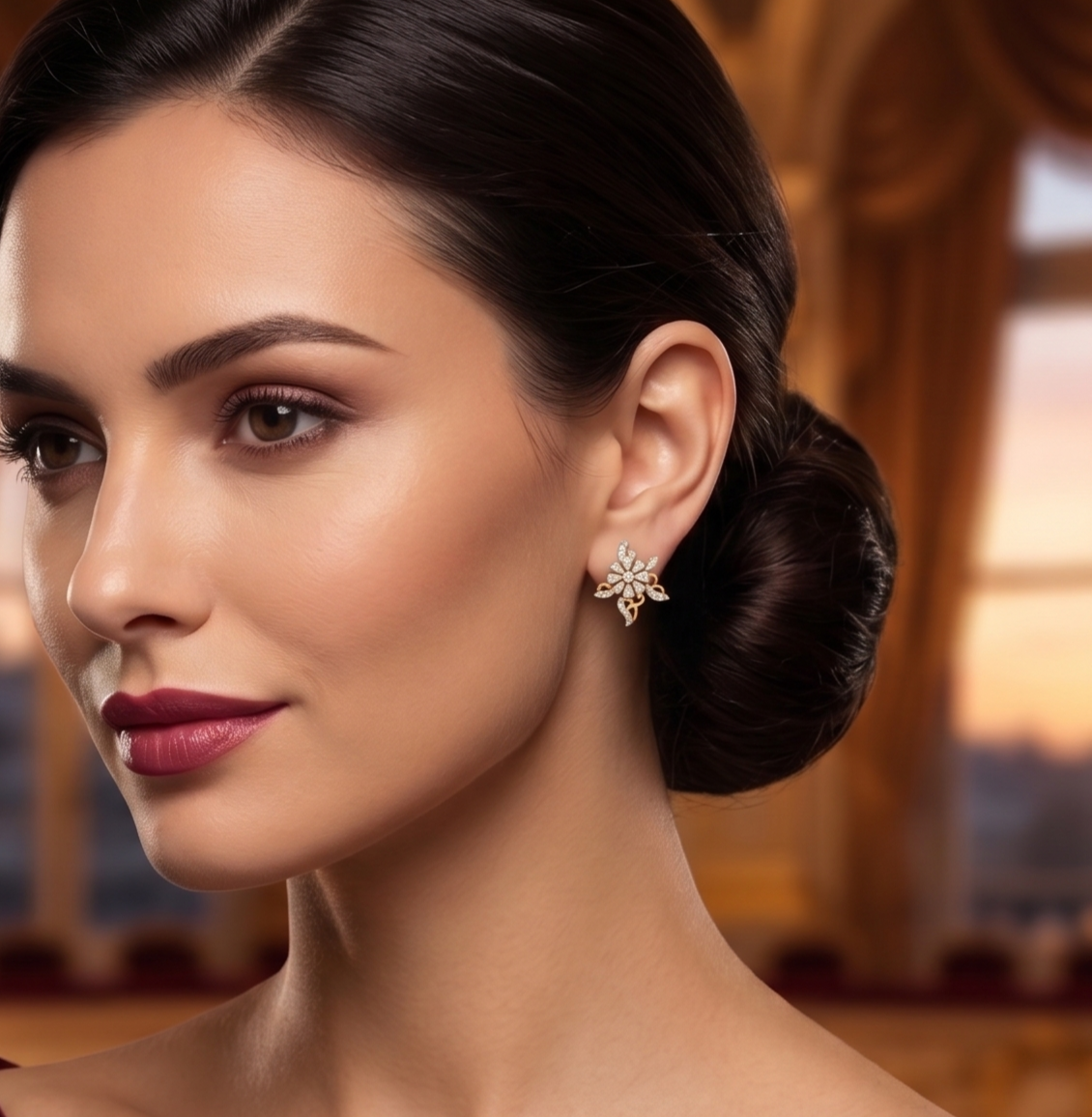 Sparkling Comet Floral Cluster Earrings