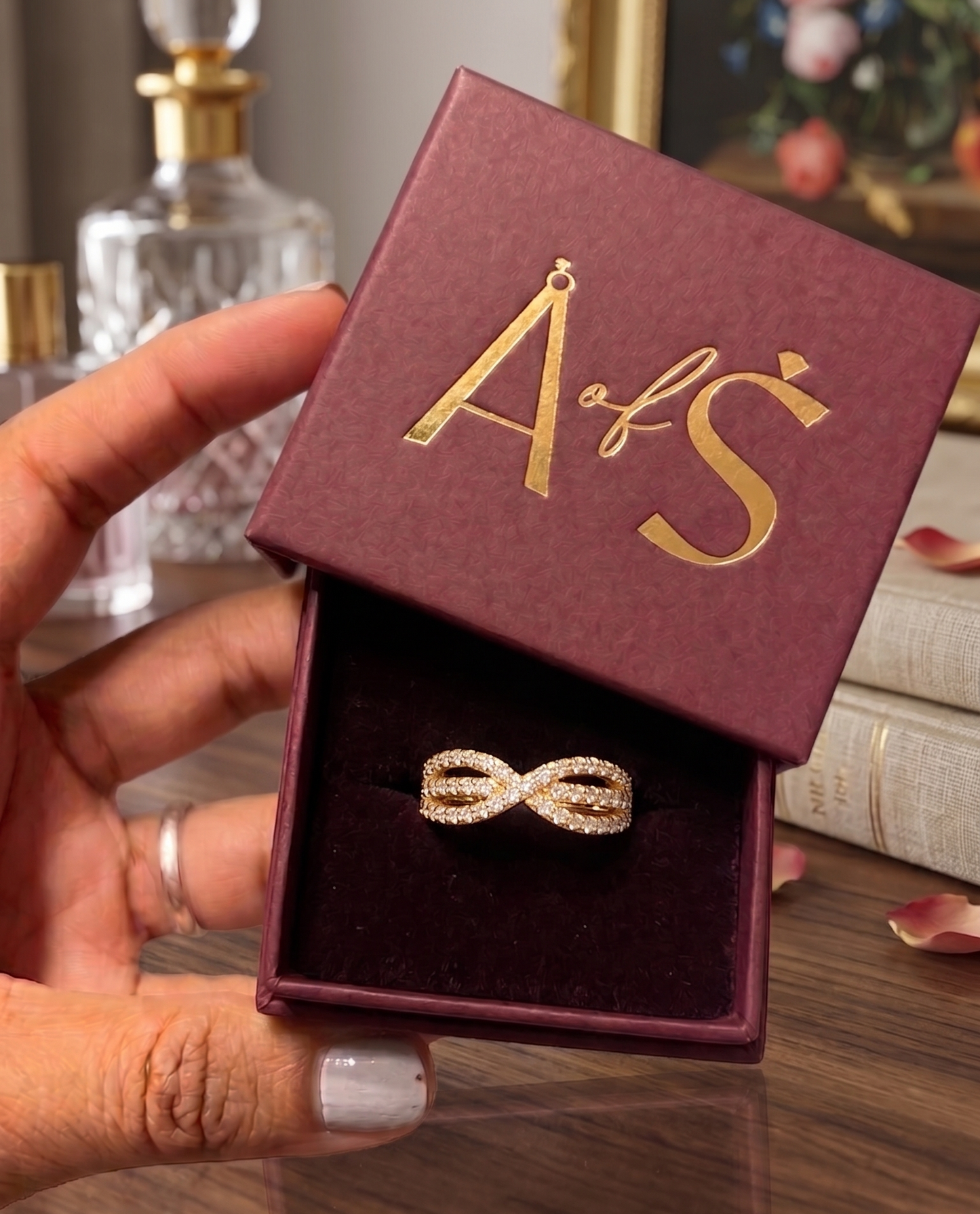 Sparkling Criss-Cross Silver Band