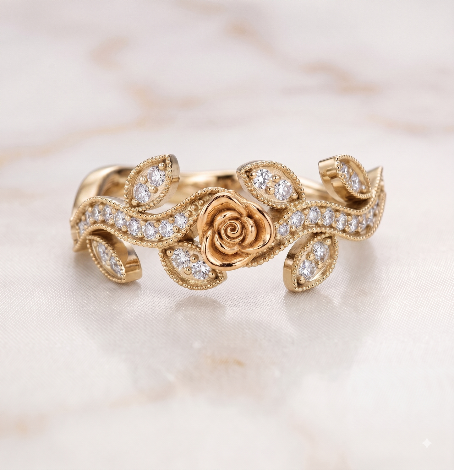 The Enchanted Rose Two-Tone Silver Ring