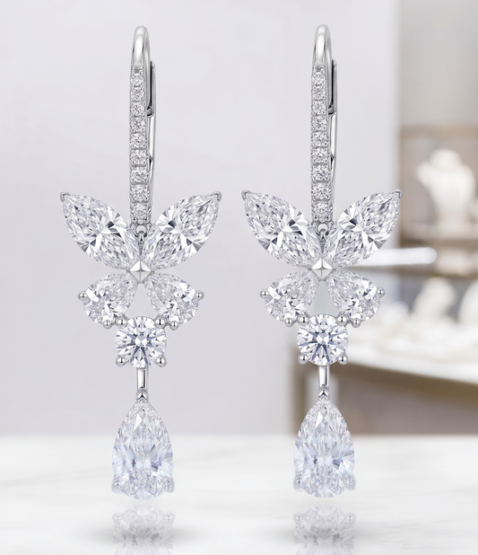 Luminous Butterfly Drop Earrings in Sterling Silver