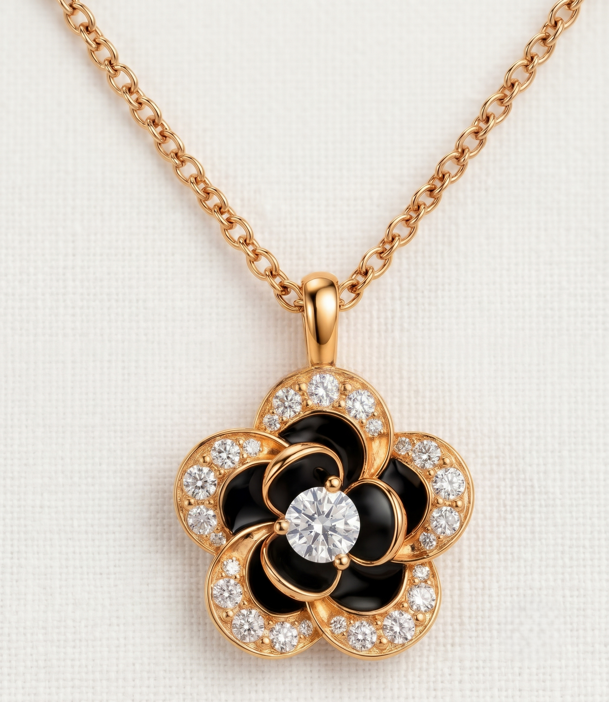 The Midnight Camellia Silver Pendant
