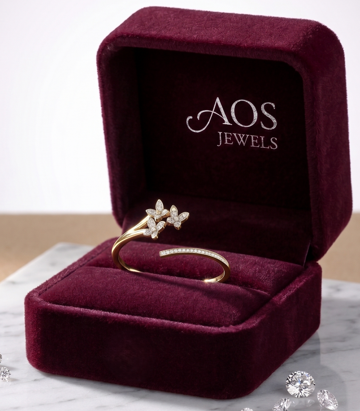 Delicate Pave Split Shank Open Silver Ring