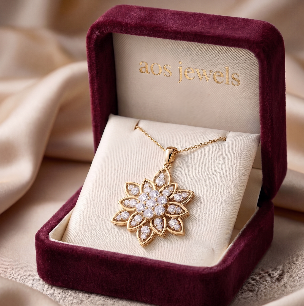The 'Radiant Lotus' Silver Medallion Chain Pendant