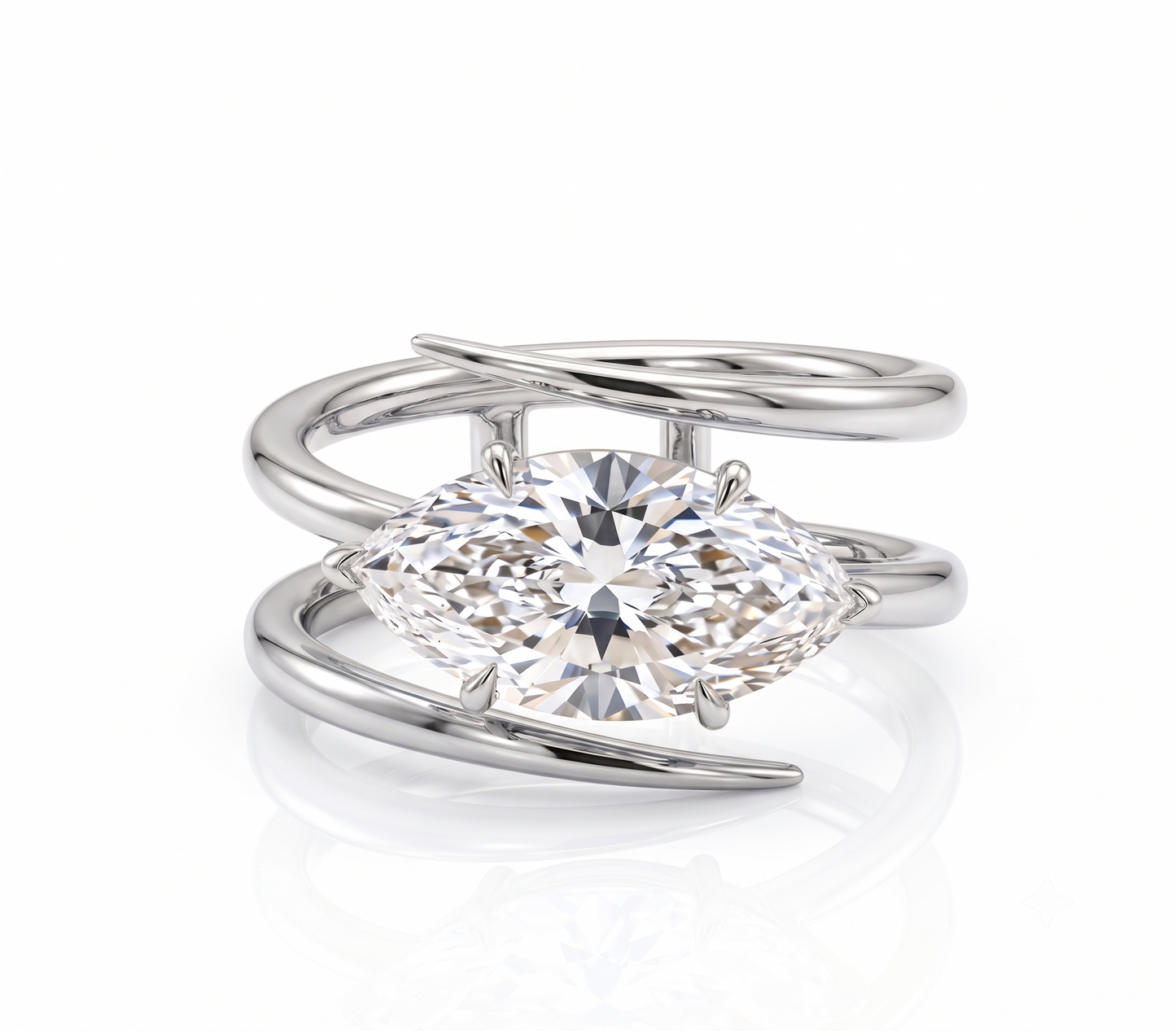 925 Sterling Silver Marquise Solitaire Wrap Ring