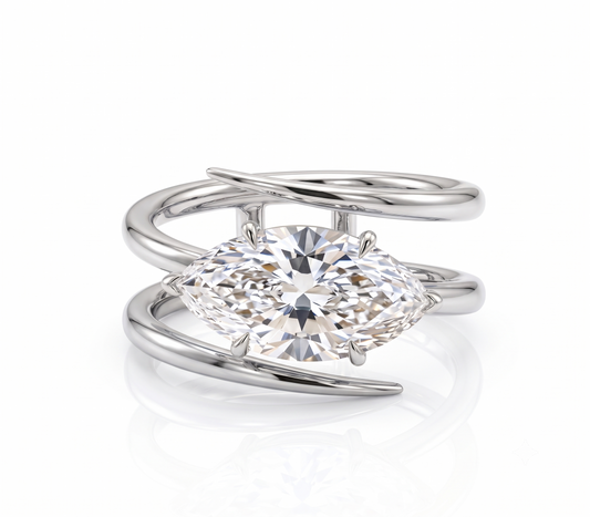 925 Sterling Silver Marquise Solitaire Wrap Ring