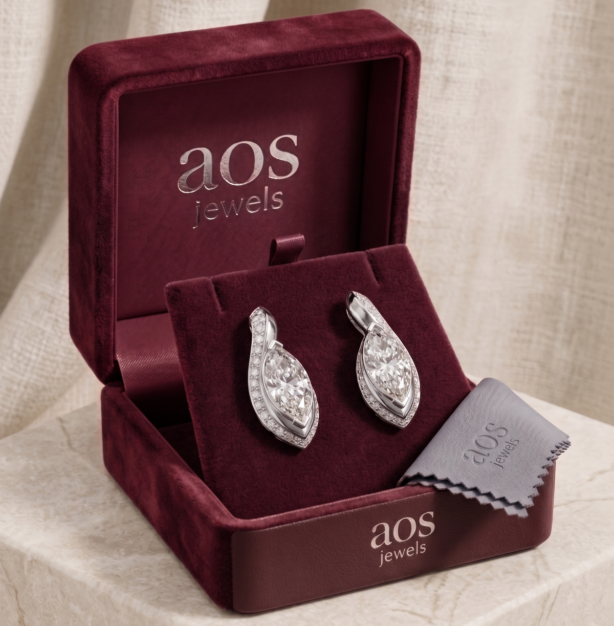 Pavé Sweep Marquise Drop Earrings