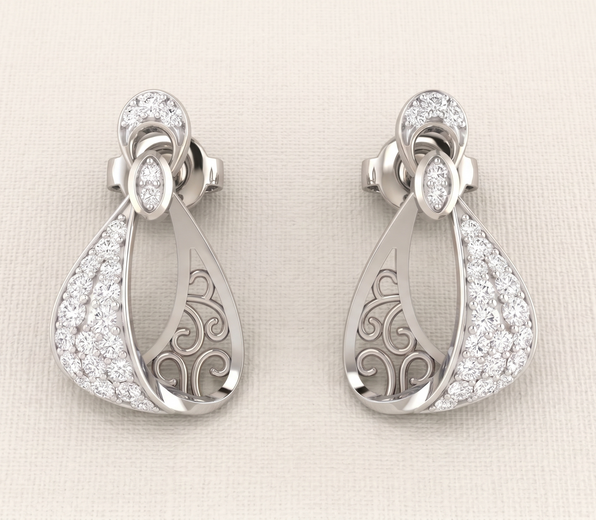 Luminous Filigree Loop Sterling Silver Studs