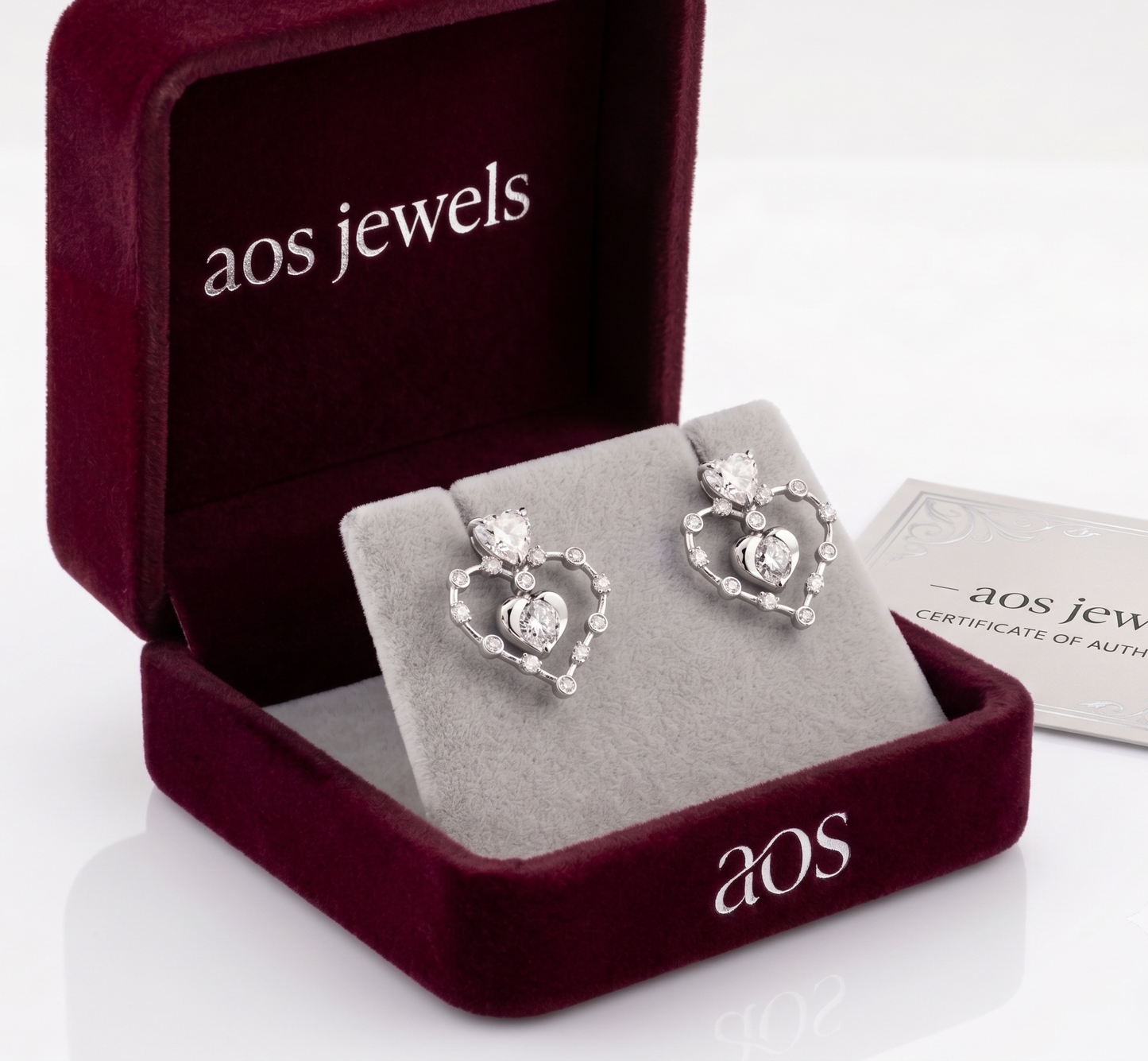 925 Sterling Silver Nested Heart Drop Earrings