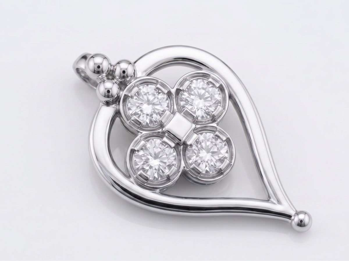 Sterling Silver Teardrop Quatrefoil Chain Pendant