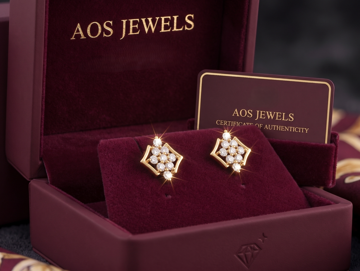 925 Sterling Silver Geometric Moissanite Cluster Studs
