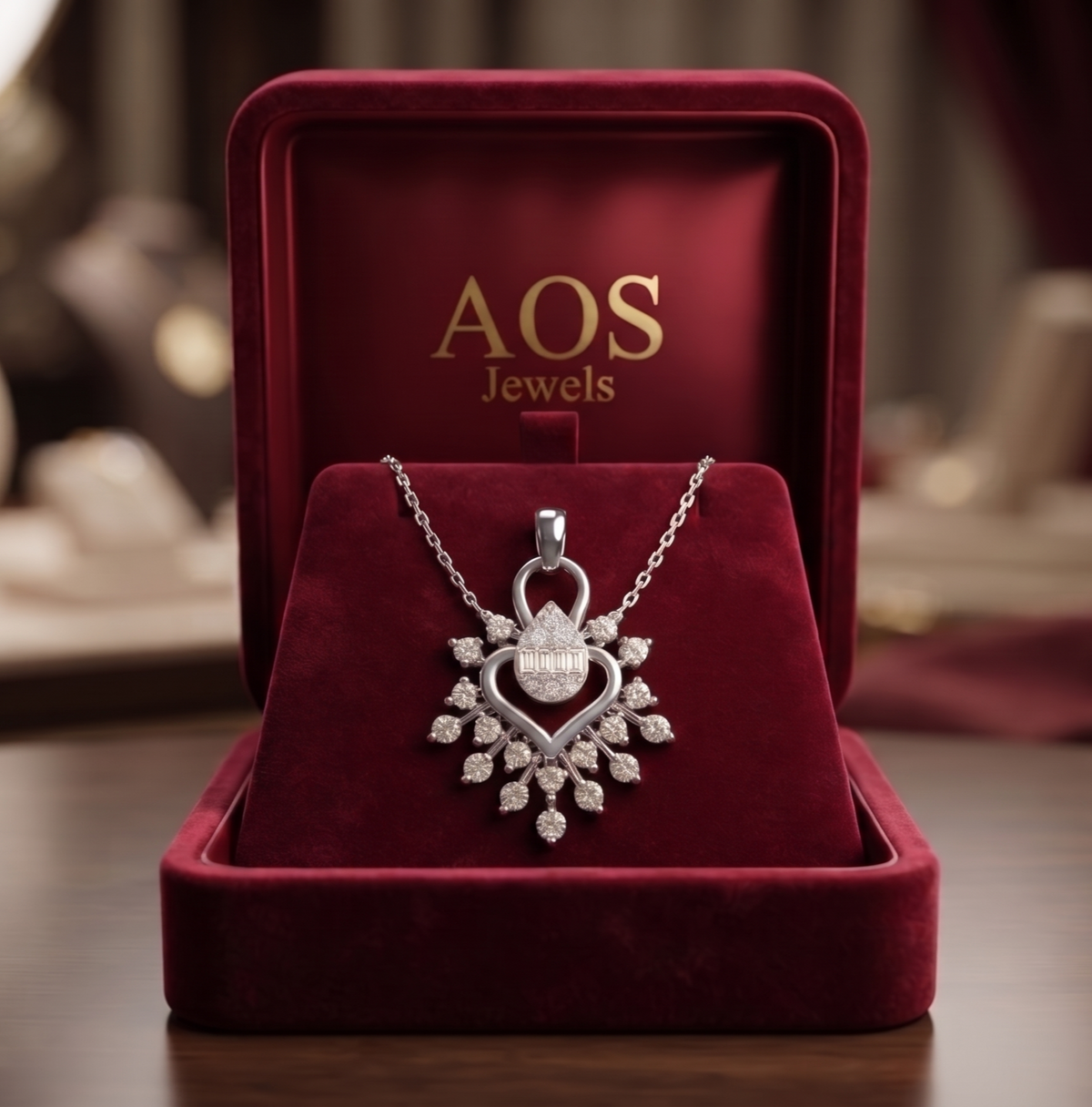 The Celestial Starburst Heart Silver Pendant