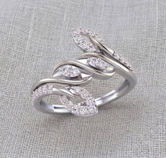 925 Sterling Silver Multi-Row Leaf Wrap Ring