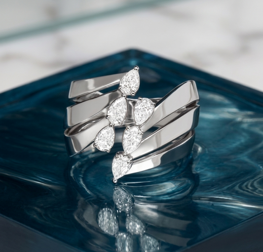 The Liquid Silver Cascade Wrap Ring